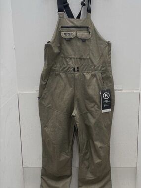 NWT RIDE Strata HD 10 Waterproof Olive Herringbone Snow Bib Overall